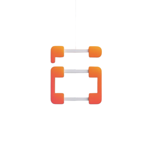Orange and red plastic door stopper on a white background
