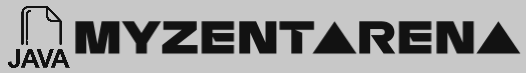 Myzentarena logo with 'JAVA' text on a gray background
